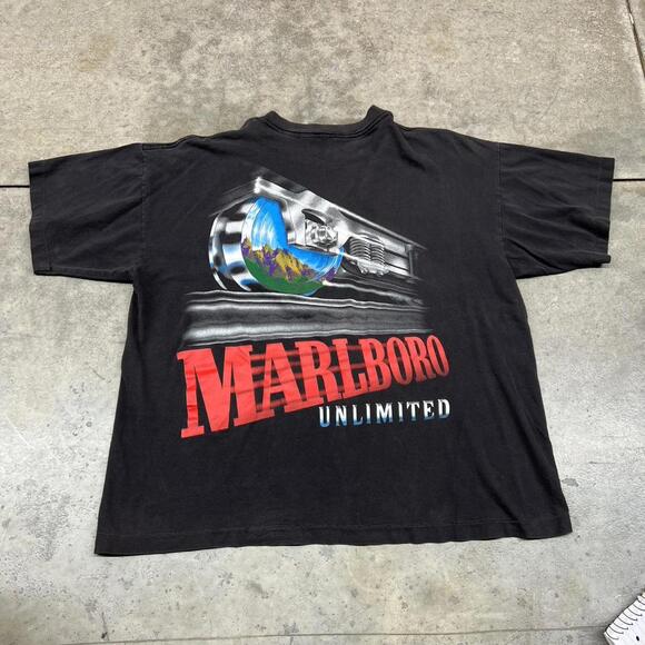 Marlboro Other - vintage marlboro unlimited made in usa train faded black shirt size xl